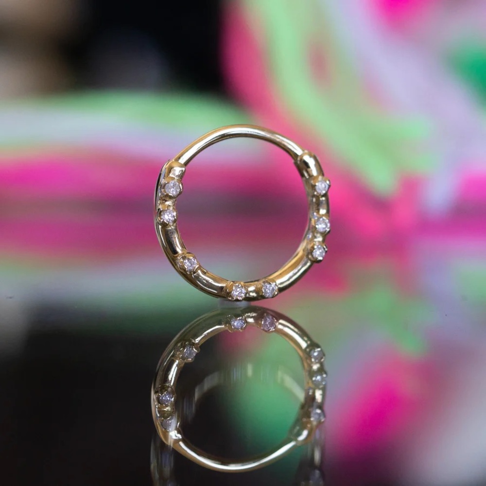 Pupil Hall Everythingness Forward Facing Clicker 14k Yellow Gold/White Diamonds